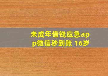 未成年借钱应急app微信秒到账 16岁